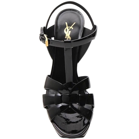 Saint Laurent TRIBUTE PLATFORM SANDALS IN PATENT LEATHER BLACK like new 🚨 - Picture 8 of 12